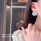 Diamante Halo Spiked Canary Yellow Round Floral Deco Earrings Yellow